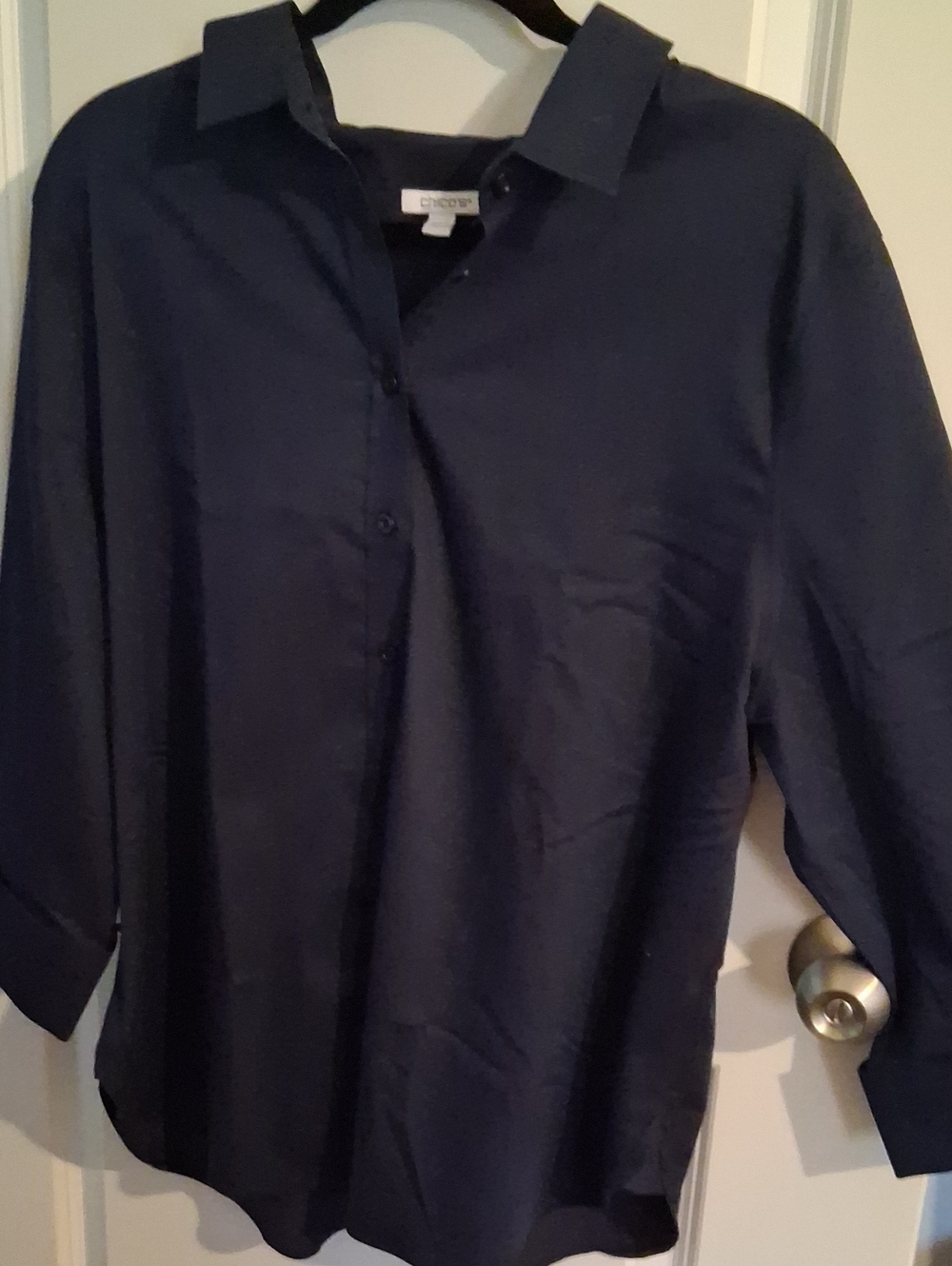 Chico's Dark Navy Button-Front Women's Shirt